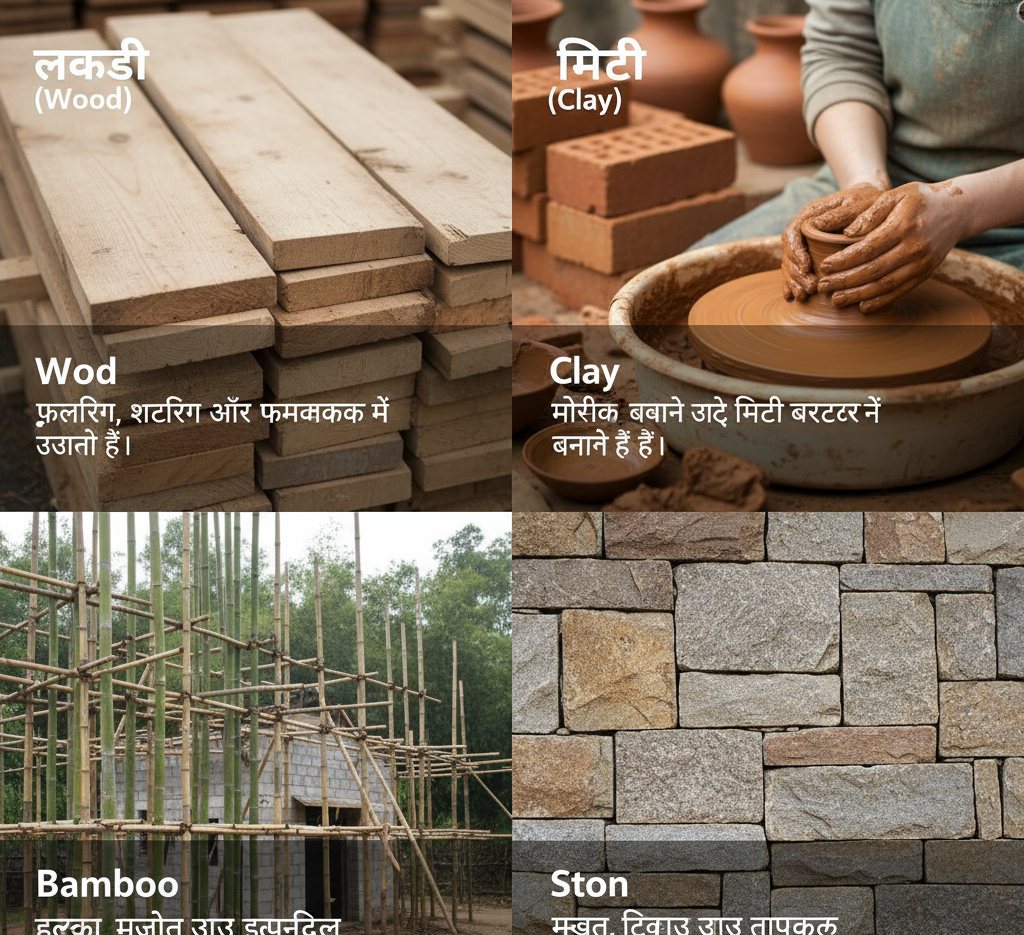 स्टोन बाम्बू वुड मिट्टी 